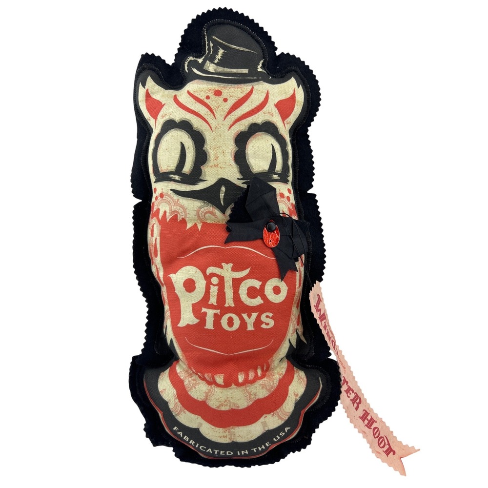Pitco Toys Winchester Hoot Owl Plush Vintage Style Red Black Made in USA 14.5"